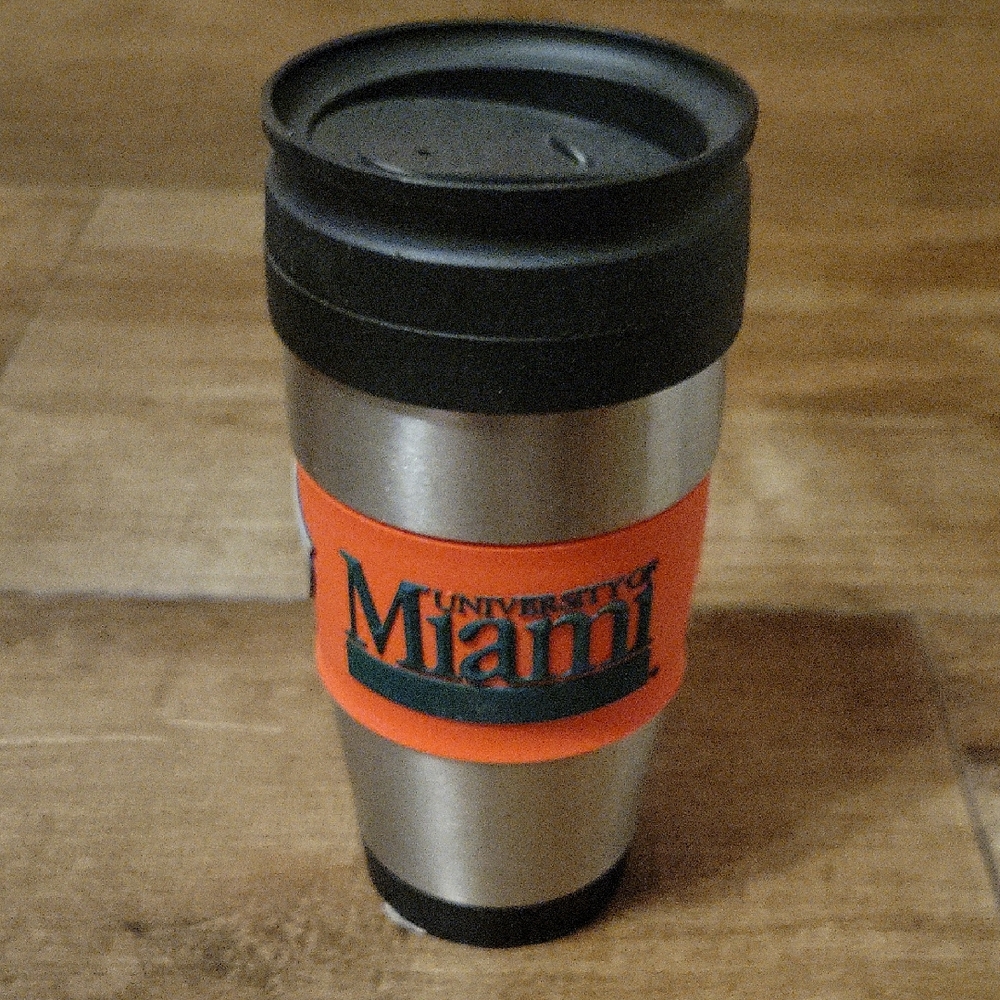 NWT: University of Miami Travel Mug/Tumbler